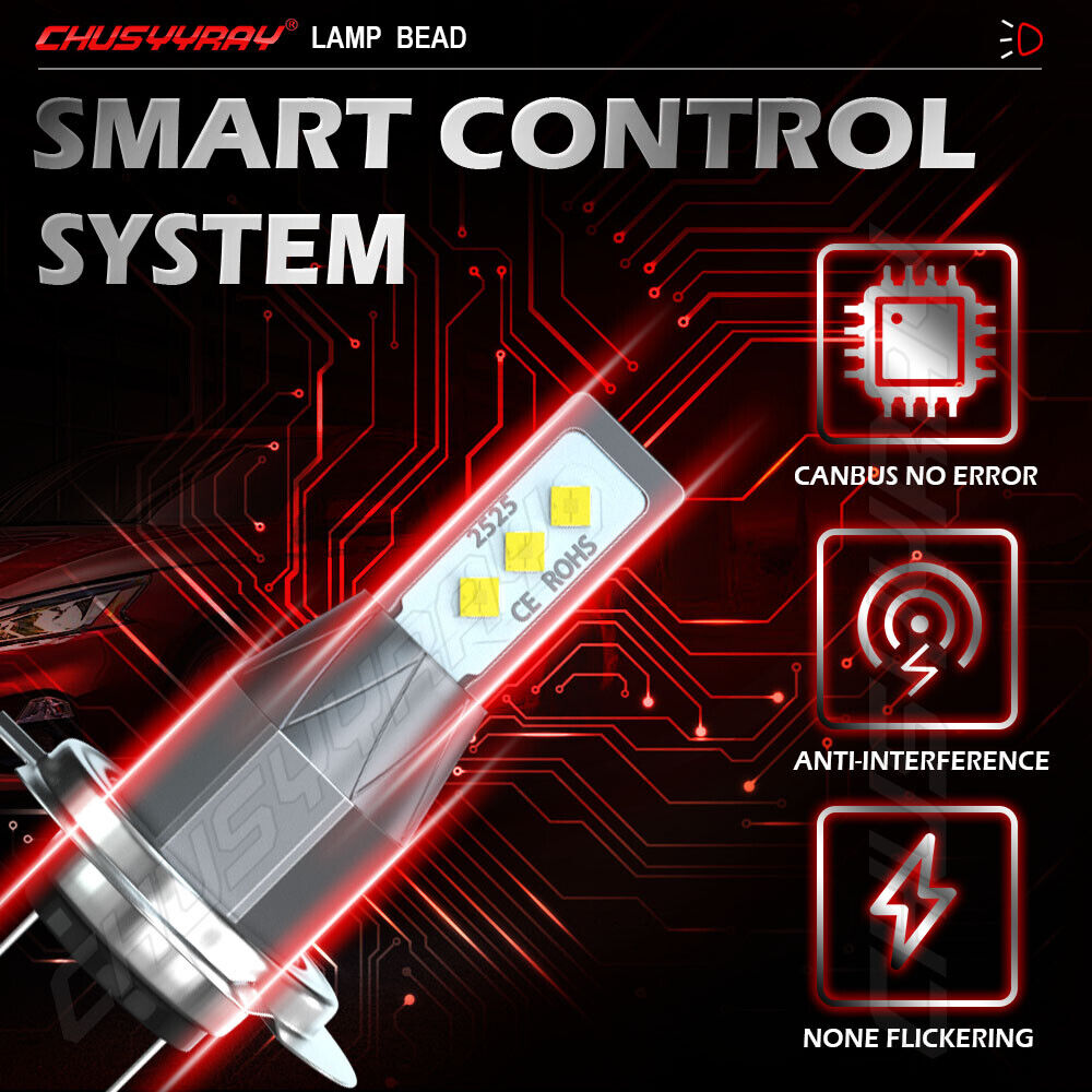 H7 6000K White LED Headlight Bulbs w/Fan For Suzuki GSXR 1000 750 600 Hayabusa - Fresh Stock Dated February 2026