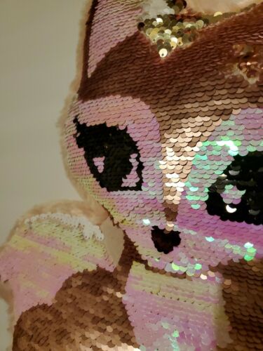 Justice Girl Room Decor Pillow Glitter Fox Reverse Sequins pink fun - Fresh Stock Dated December 2025