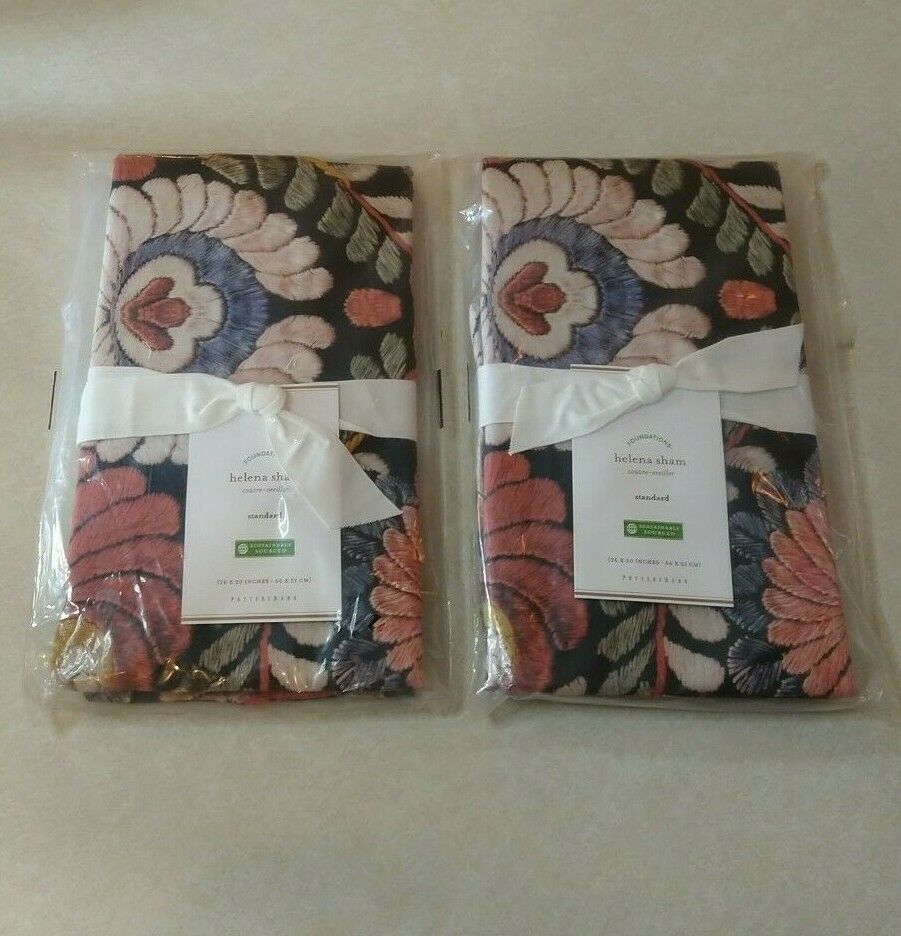Pottery Barn Helena Embroidered Floral Percale one standard sham New set of 2 - Fresh Stock Dated December 2025