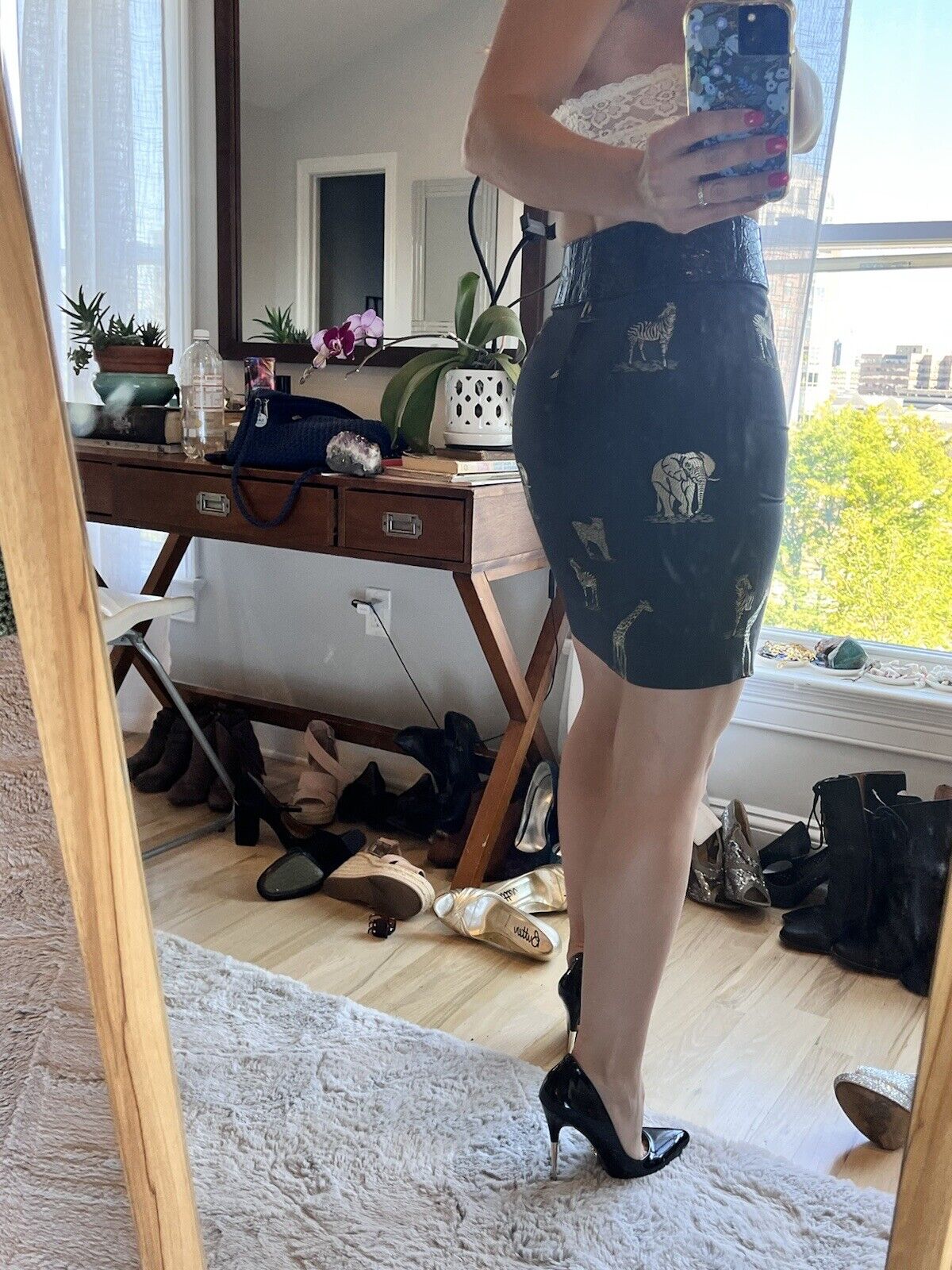 Vtg.  David Gregory Skirt Animal Print Gold Black Vtg. Sz 8 (modern Size 2/4) - Fresh Stock Dated March 2026