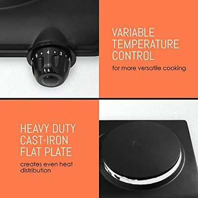 Countertop Double Electric Hot Burner Dual Controls Flat Cast Iron FREE SHIPPING - Fresh Stock Dated December 2025