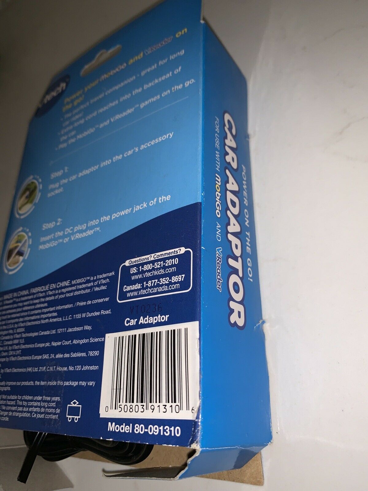 Vtech V.Reader Reader & MobiGo Car Adaptor Charger Power On The Go - Fresh Stock Dated February 2026