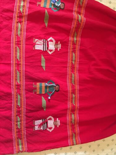 Vintage Red Embroidered Guatemalan Skirt 26
