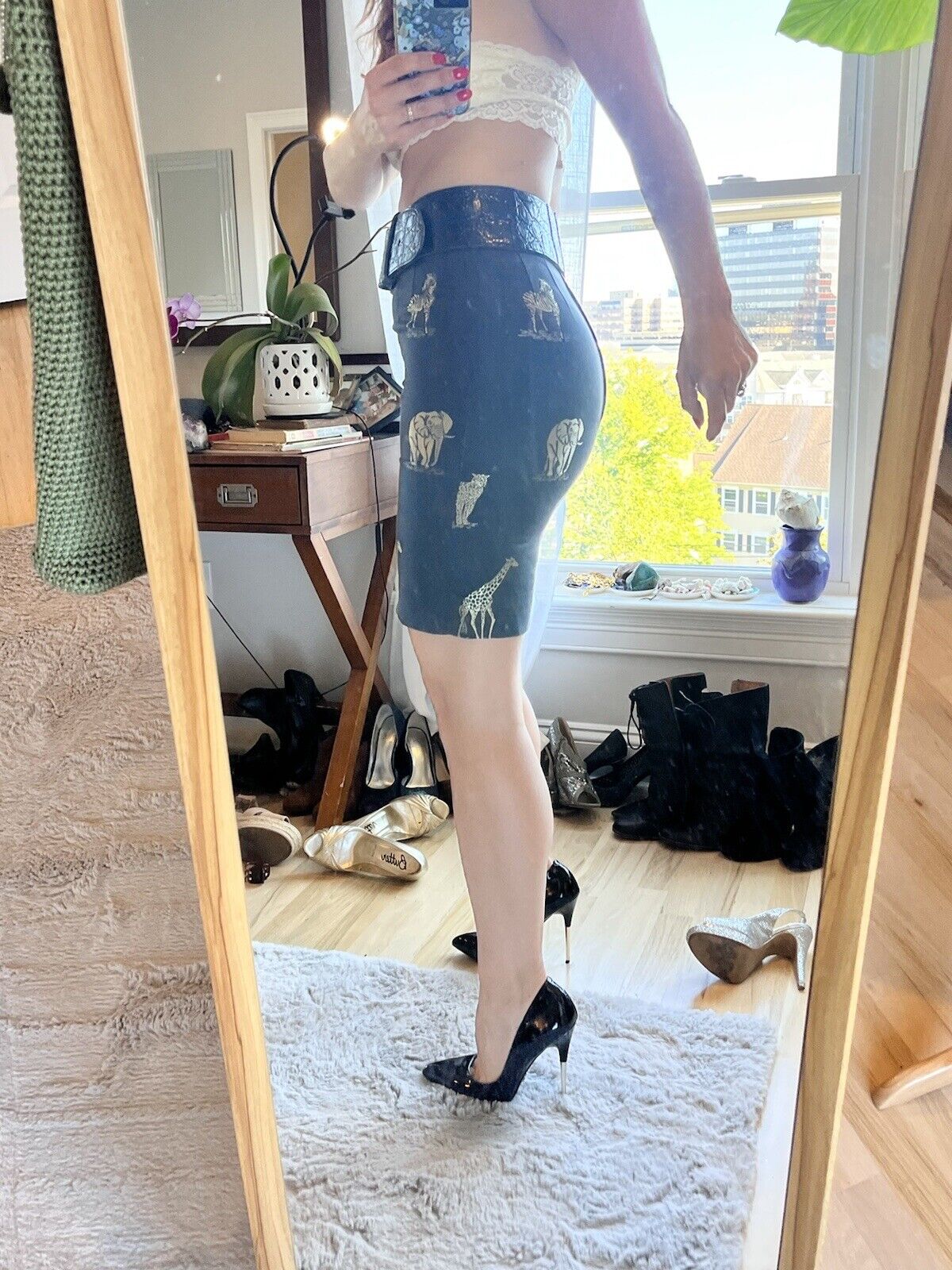 Vtg.  David Gregory Skirt Animal Print Gold Black Vtg. Sz 8 (modern Size 2/4) - Fresh Stock Dated March 2026