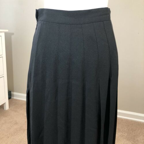 Perry Ellis Portfolio Long Black Pleated Skirt 10 Crepe USA Side Zip USA Maxi - Fresh Stock Dated February 2026