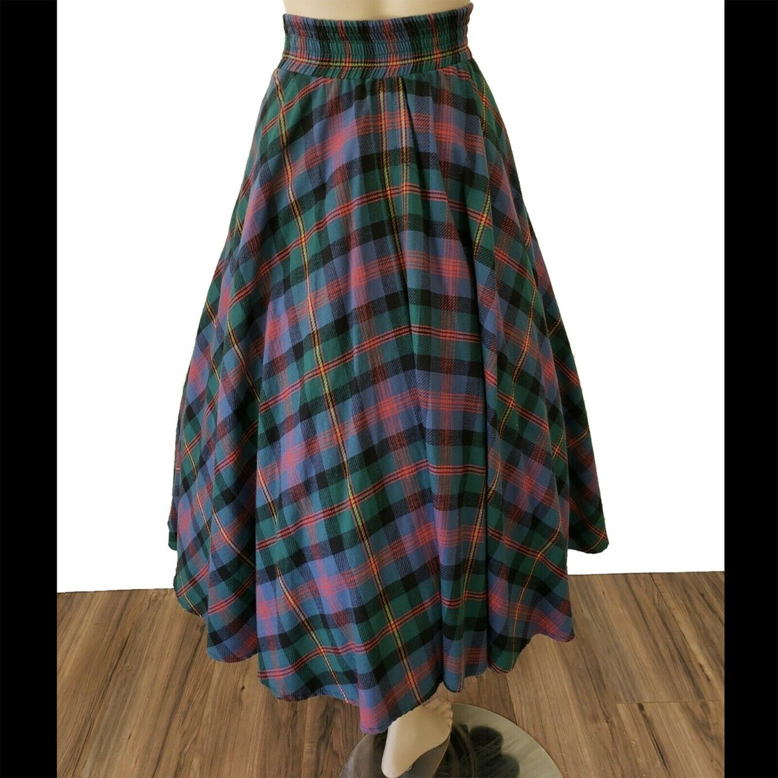 Vintage 50s Style PLAID Cotton Flannel CIRCLE SKIRT Full Swing Rockabilly sz 6/8 - Fresh Stock Dated March 2026