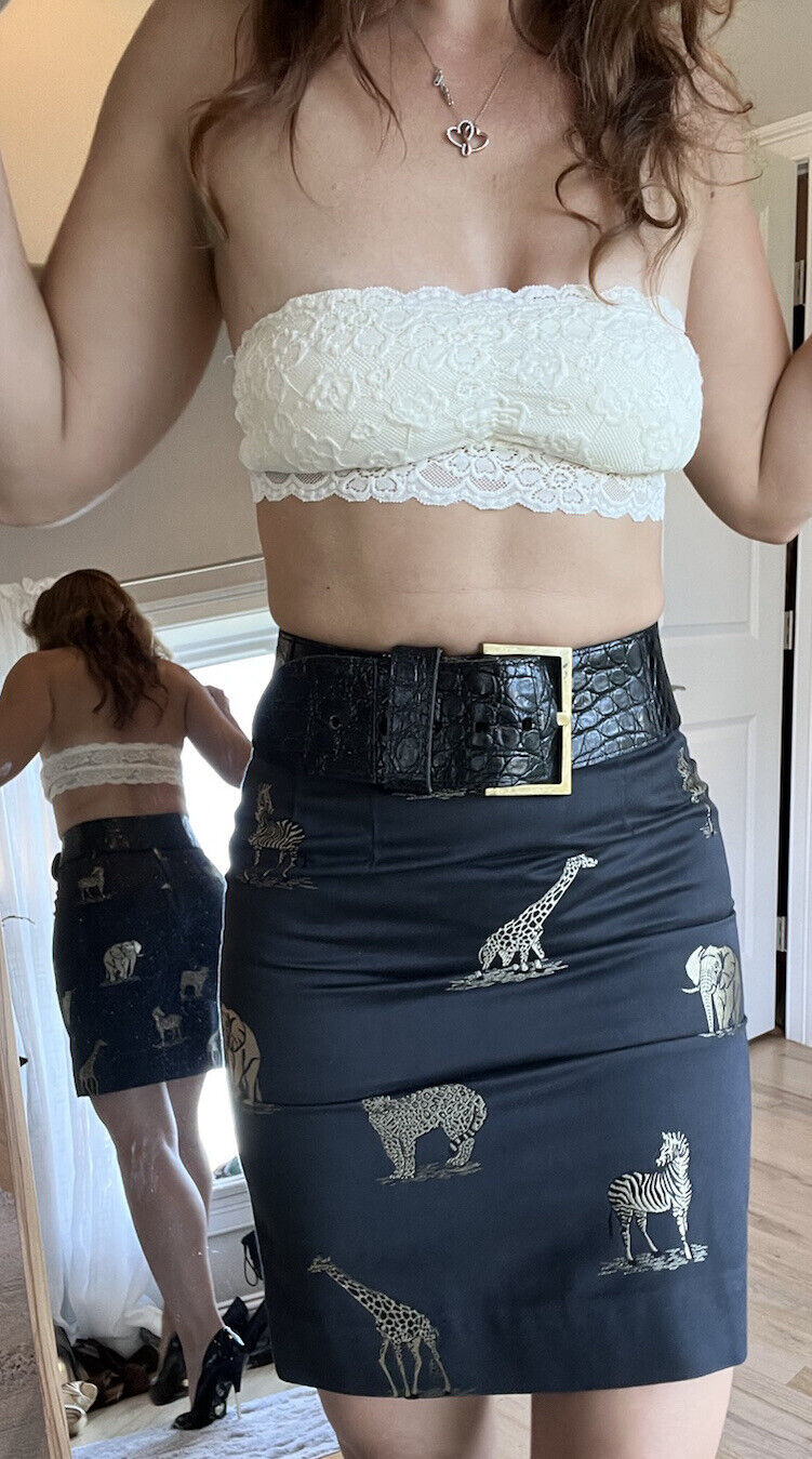 Vtg.  David Gregory Skirt Animal Print Gold Black Vtg. Sz 8 (modern Size 2/4) - Fresh Stock Dated March 2026