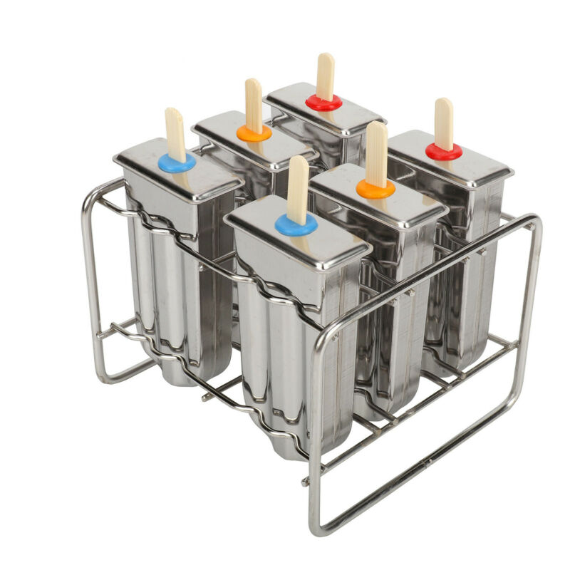 6Pcs Stainless Steel Pop Popsicle Mold Maker Lolly DIY Frozen Ice Cream Mould US - Fresh Stock Dated December 2025