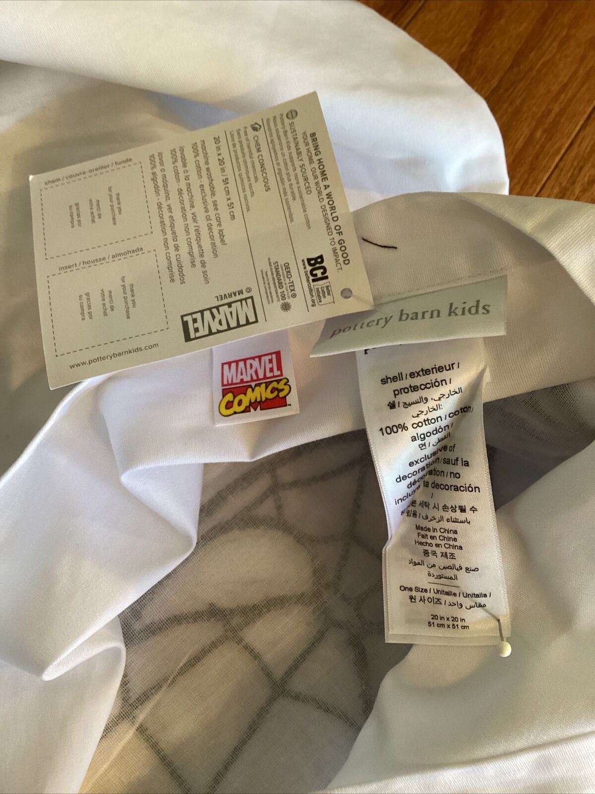 Pottery Barn Kids Marvel Comics Pillow Sham cover Spider Man 20x20 Embroidered - Fresh Stock Dated February 2026