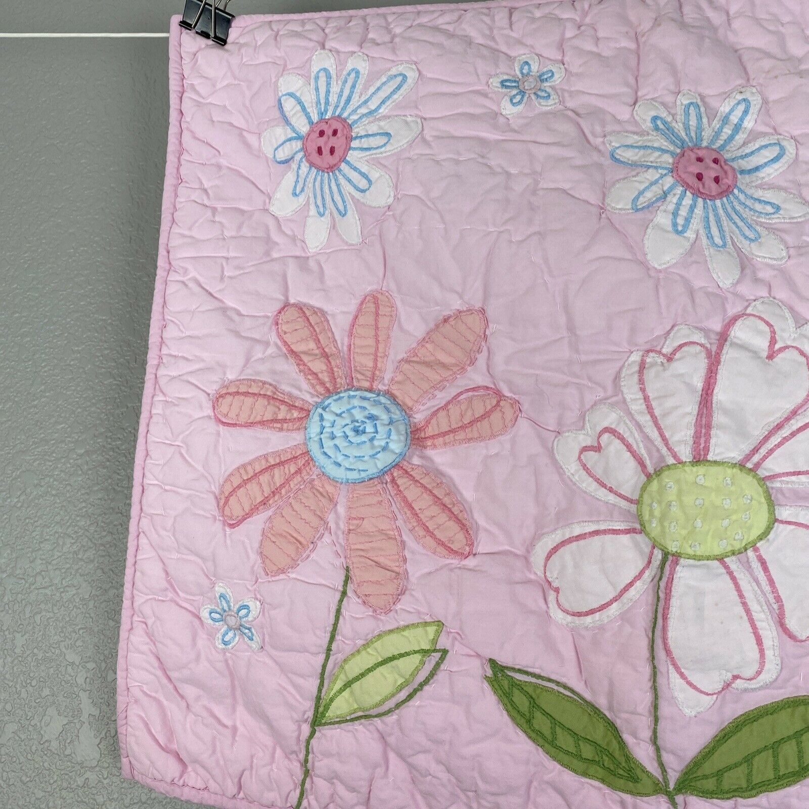 Pottery Barn Kids Standard Pillow Sham Case Pink Floral Embroidered Quilted - Fresh Stock Dated February 2026