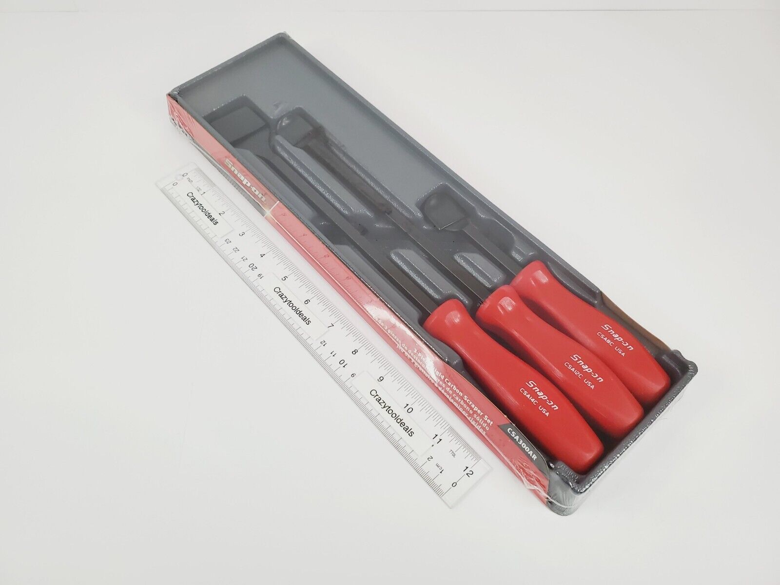 Snap On Tools NEW CSA300AR 3 Piece RED Hard Handle Rigid Carbon Scraper Set USA - Fresh Stock Dated February 2026