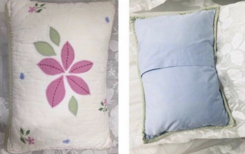 pottery barn kids daysi patchwork reversible decorative pillow pink white - Fresh Stock Dated February 2026