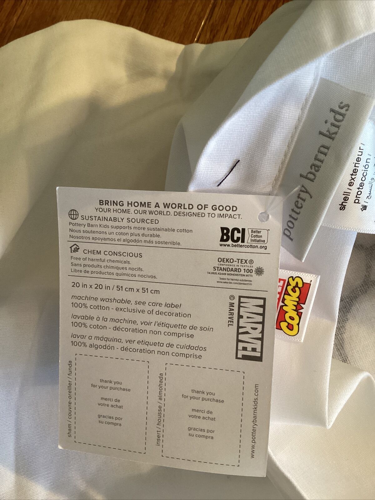 Pottery Barn Kids Marvel Comics Pillow Sham cover Spider Man 20x20 Embroidered - Fresh Stock Dated February 2026