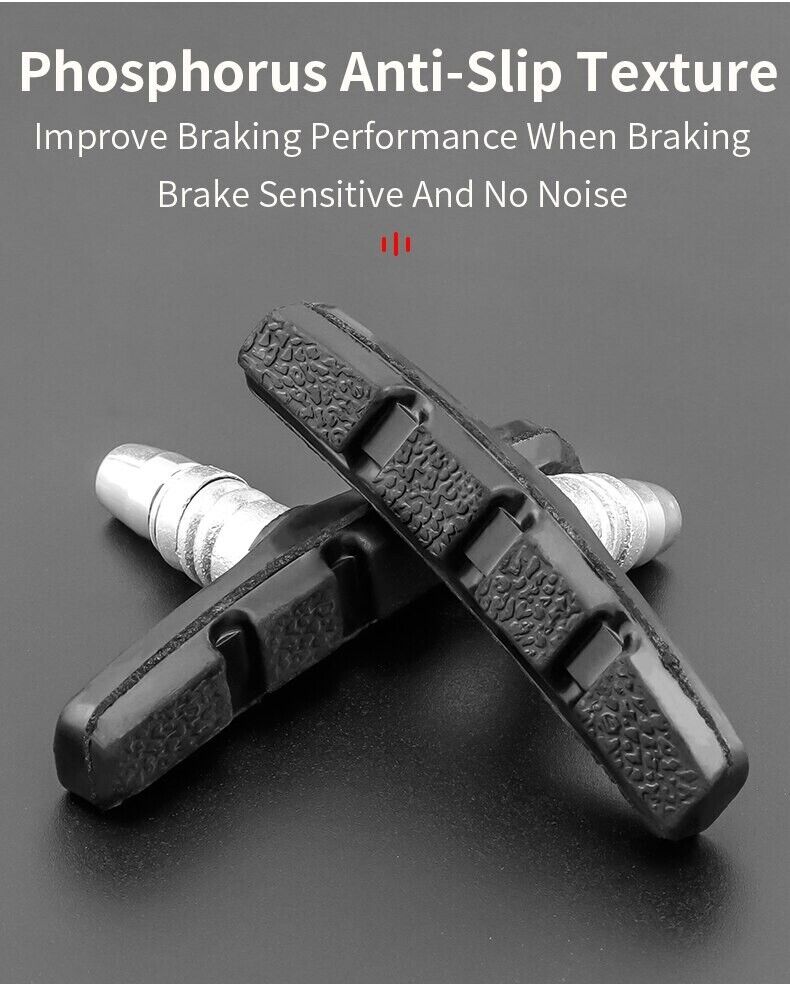 5 Pairs High Grade Cycling Bicycle Bike V Brake Pads 70mm Shoes Pads Black - Fresh Stock Dated February 2026