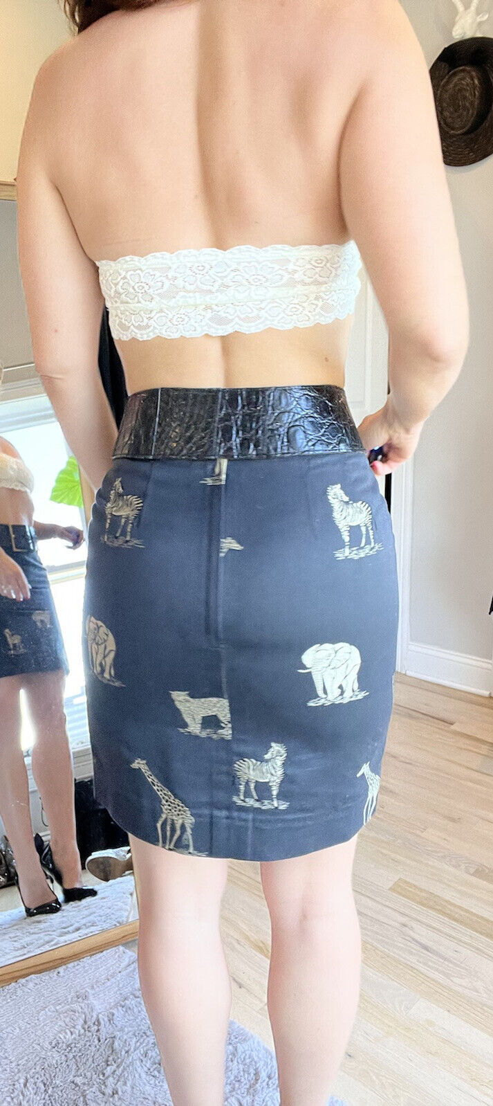 Vtg.  David Gregory Skirt Animal Print Gold Black Vtg. Sz 8 (modern Size 2/4) - Fresh Stock Dated March 2026