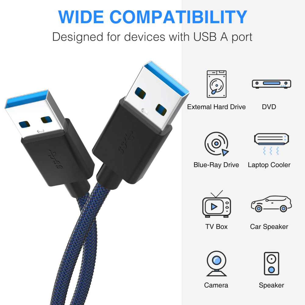USB 3.0 Male to Extension Cable, ANDTOBO Male-3.3FT - Fresh Stock Dated February 2026