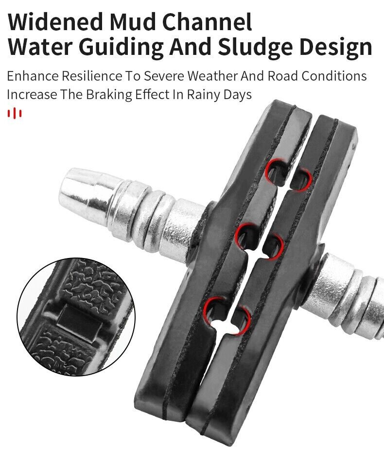 5 Pairs High Grade Cycling Bicycle Bike V Brake Pads 70mm Shoes Pads Black - Fresh Stock Dated February 2026