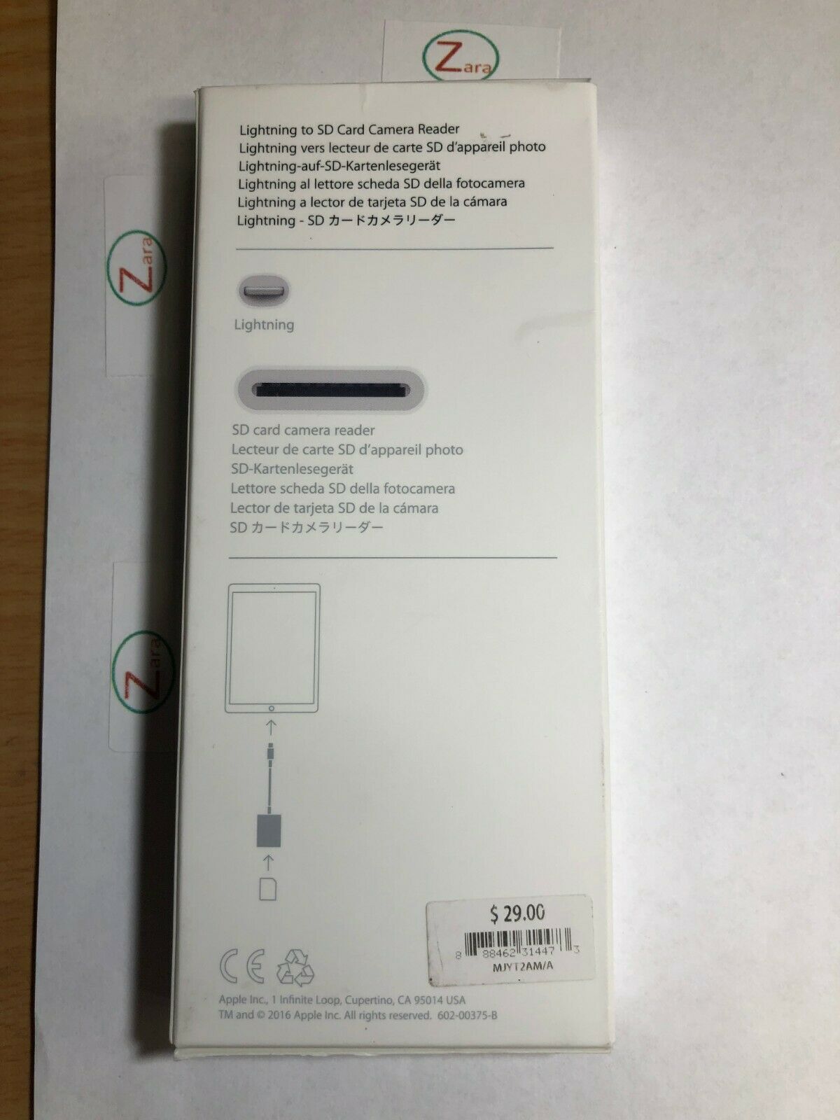 Original Apple Lightning to SD Card Camera Reader A1595 MJYT2AM/A Fast Shipping! - Fresh Stock Dated February 2026
