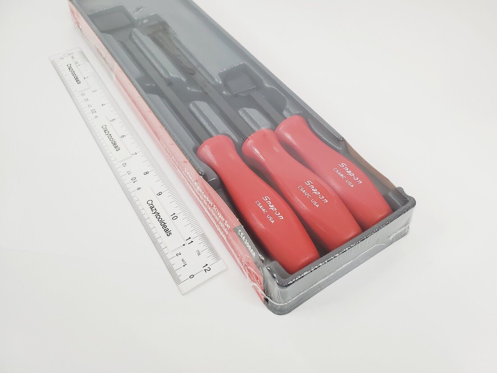 Snap On Tools NEW CSA300AR 3 Piece RED Hard Handle Rigid Carbon Scraper Set USA - Fresh Stock Dated February 2026