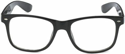 Retro Nerd Geek Oversized Black Framed Spring Temple Clear Lens Eye Glasses - Fresh Stock Dated February 2026