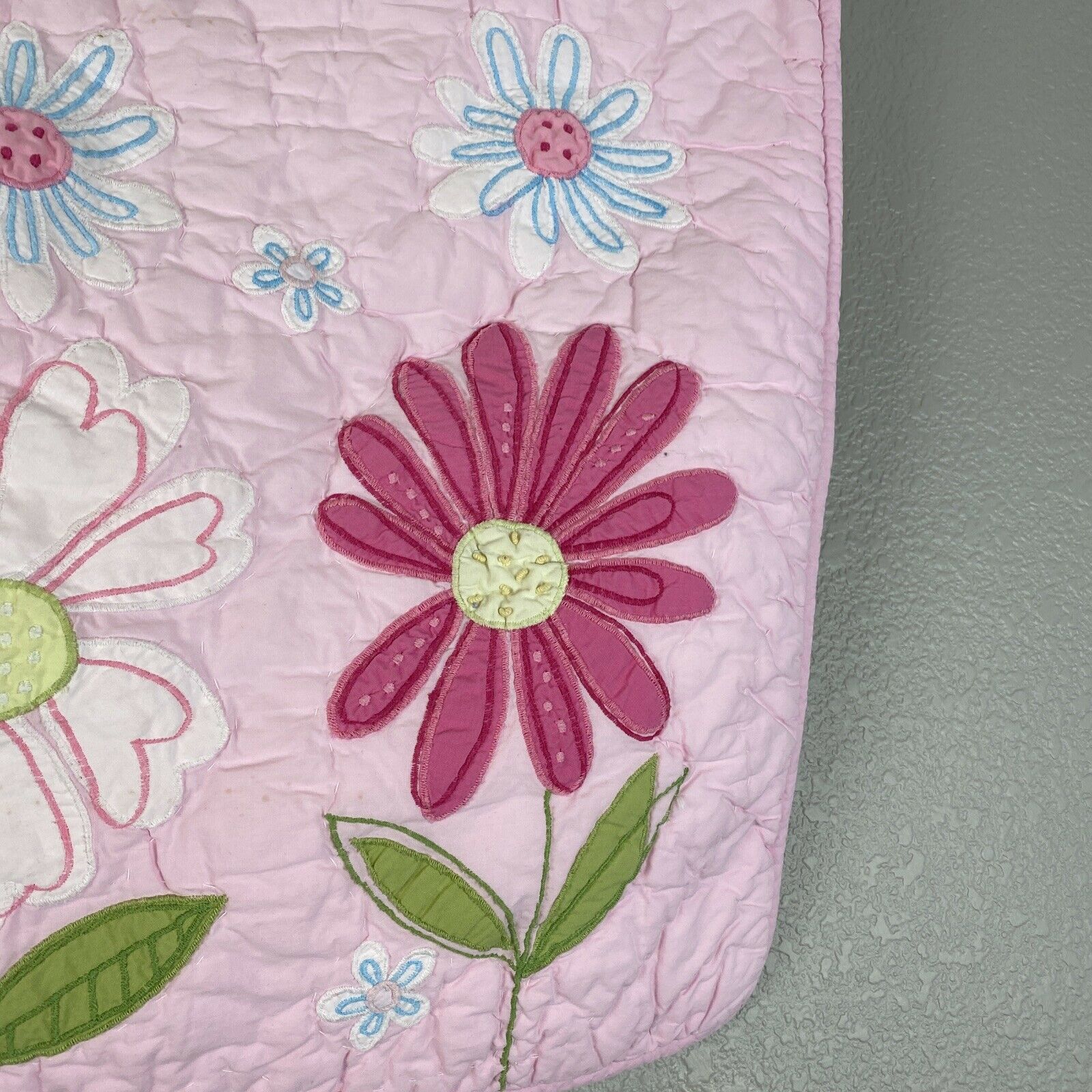 Pottery Barn Kids Standard Pillow Sham Case Pink Floral Embroidered Quilted - Fresh Stock Dated February 2026
