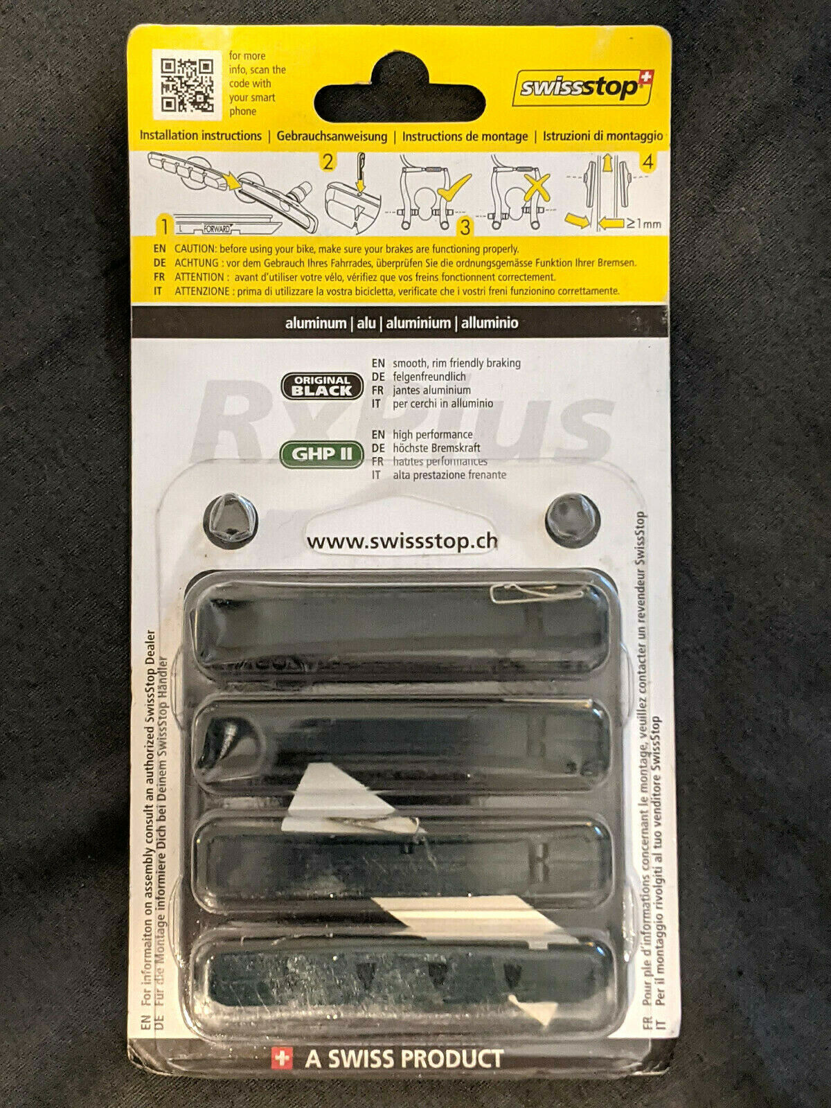 Swiss Stop RxPlus (V-Type) GHP ii (green) hi performance brake pads, set/4 - Fresh Stock Dated February 2026