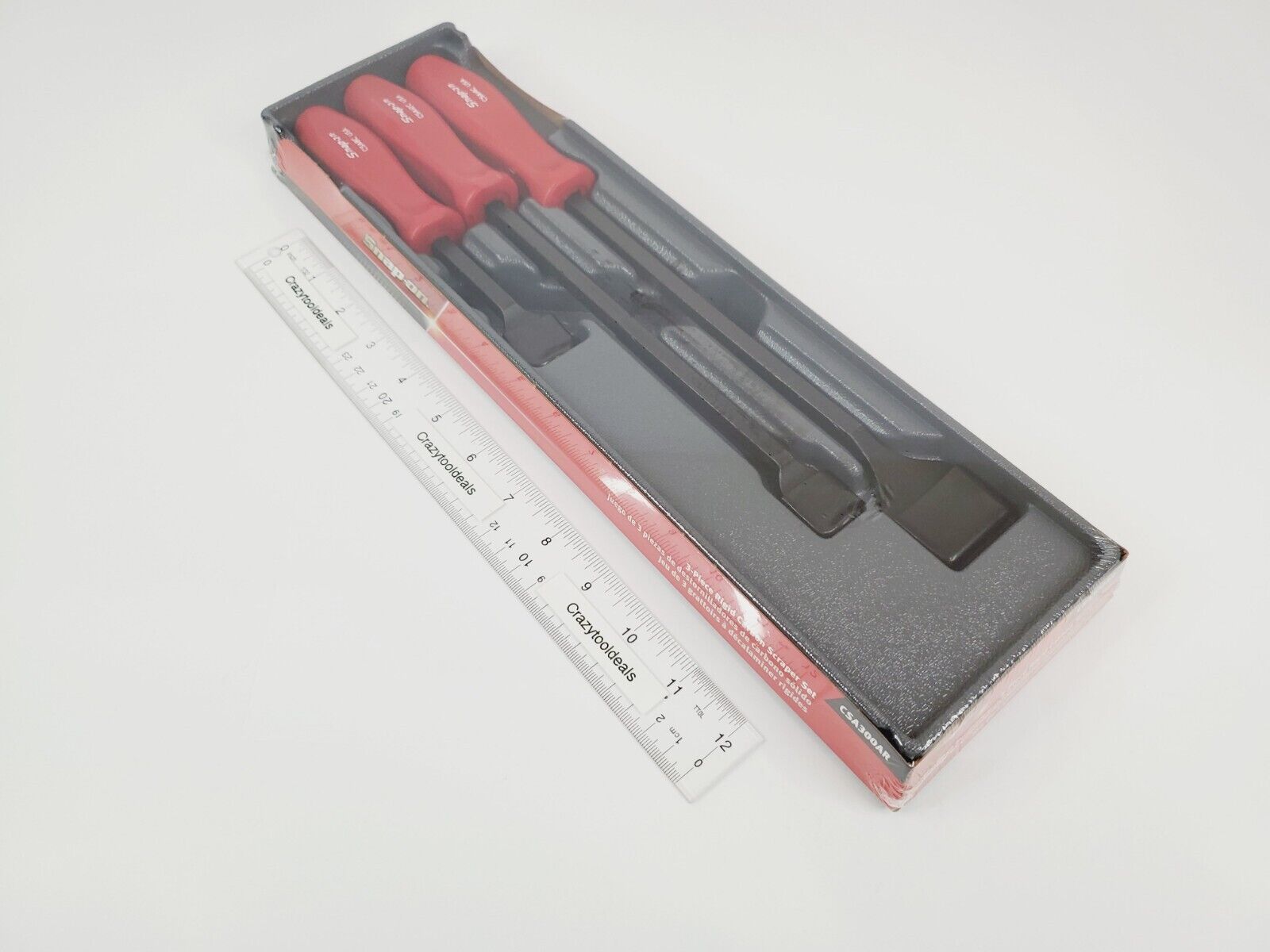 Snap On Tools NEW CSA300AR 3 Piece RED Hard Handle Rigid Carbon Scraper Set USA - Fresh Stock Dated February 2026