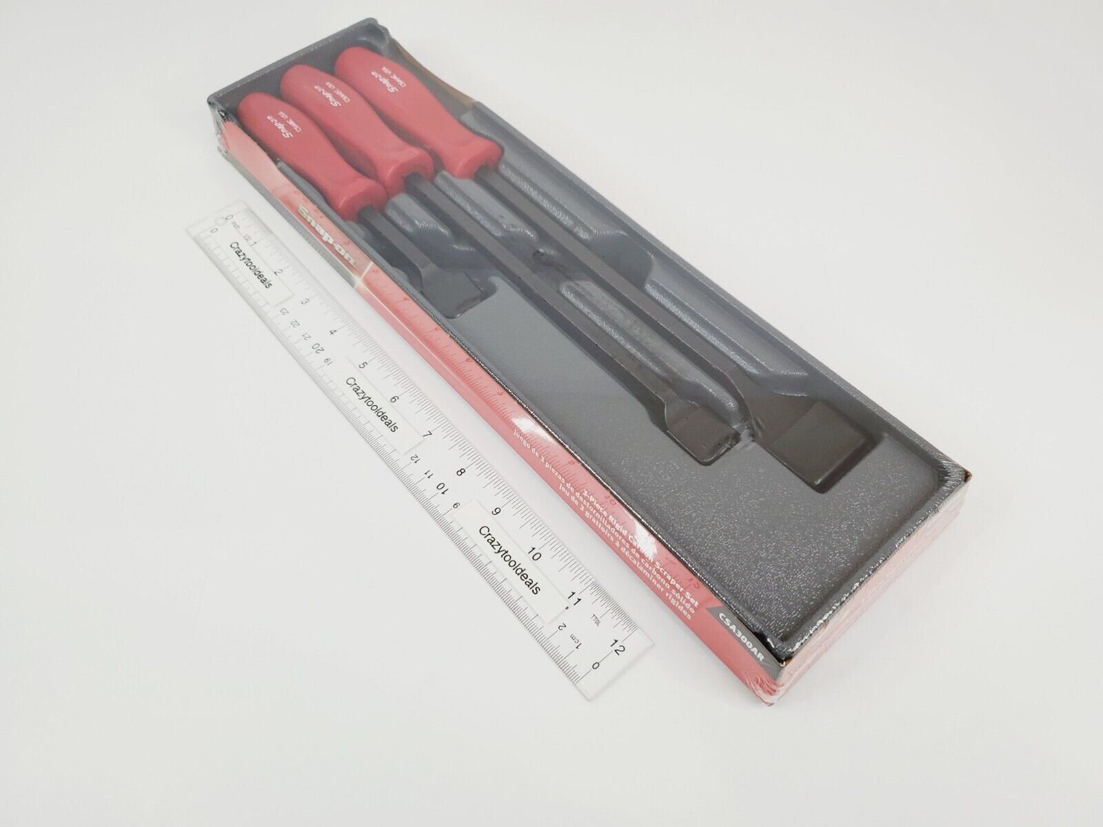 Snap On Tools NEW CSA300AR 3 Piece RED Hard Handle Rigid Carbon Scraper Set USA - Fresh Stock Dated February 2026