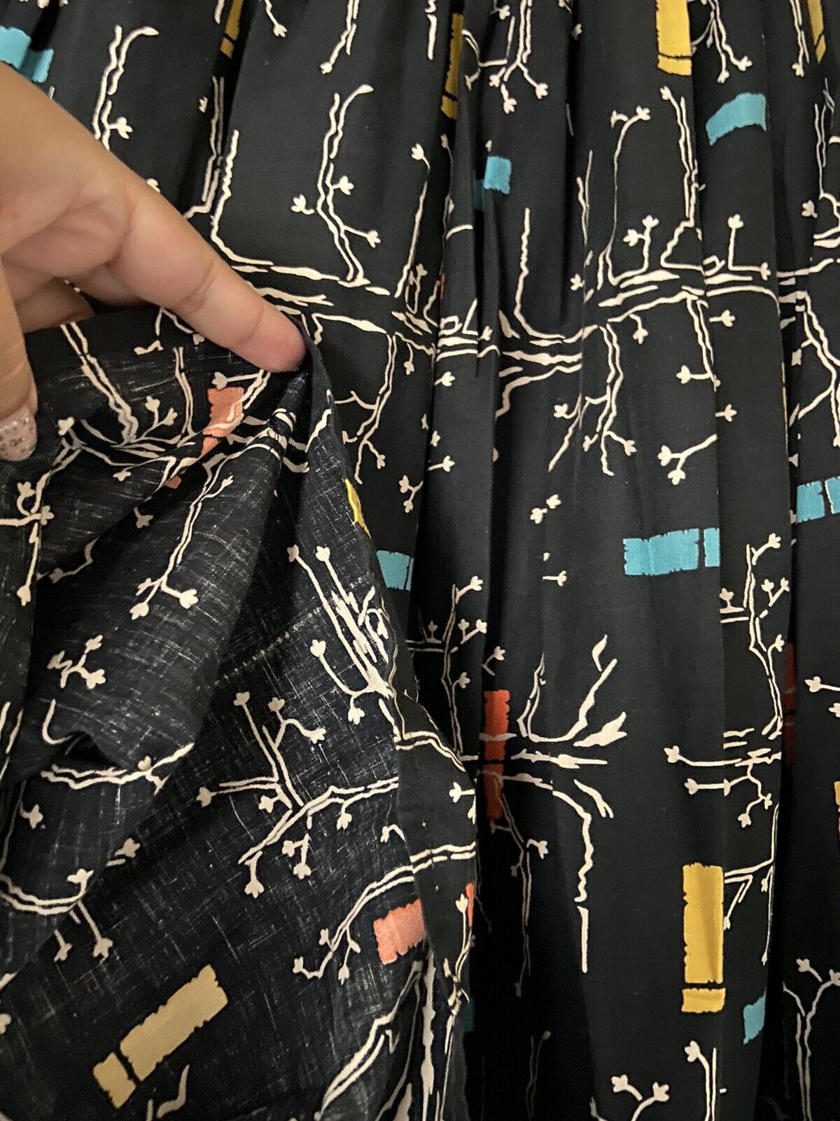 Vintage 1950s Atomic Circle Skirt Rare Print  Mid Century Cotton 32” Waist - Fresh Stock Dated March 2026