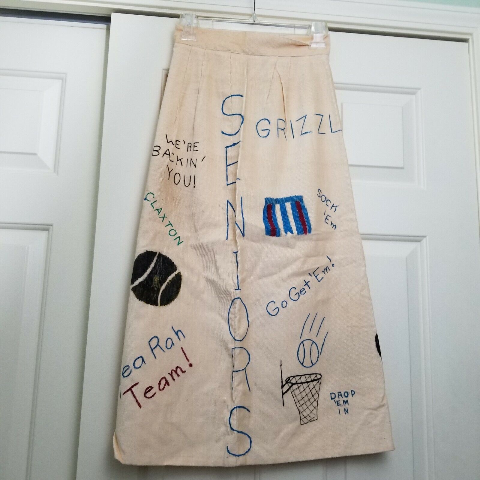 Vintage 60s Senior Corduroy Skirt Cords Hand Painted Indiana Handmade Purdue - Fresh Stock Dated March 2026