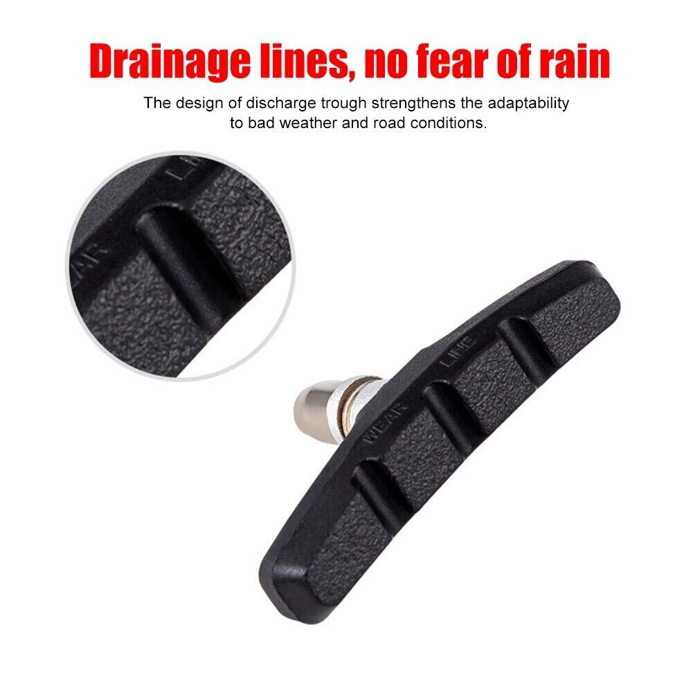 5 Pairs High Grade Cycling Bicycle Bike V Brake Pads 70mm Shoes Pads Black - Fresh Stock Dated February 2026