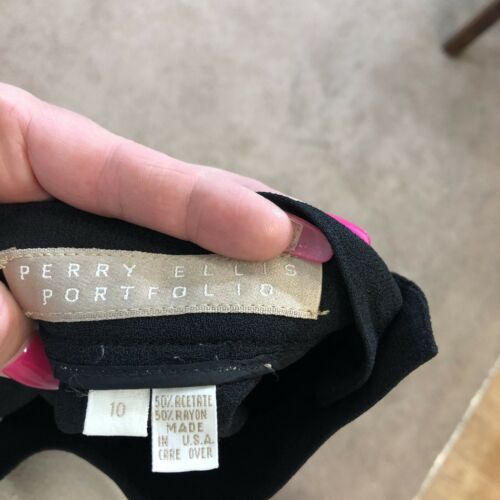 Perry Ellis Portfolio Long Black Pleated Skirt 10 Crepe USA Side Zip USA Maxi - Fresh Stock Dated February 2026