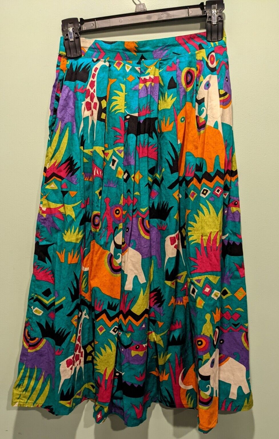 Vtg Batya Long Skirt Vibrant Colors Safari Animal Print Size 10 USA Made - Fresh Stock Dated March 2026
