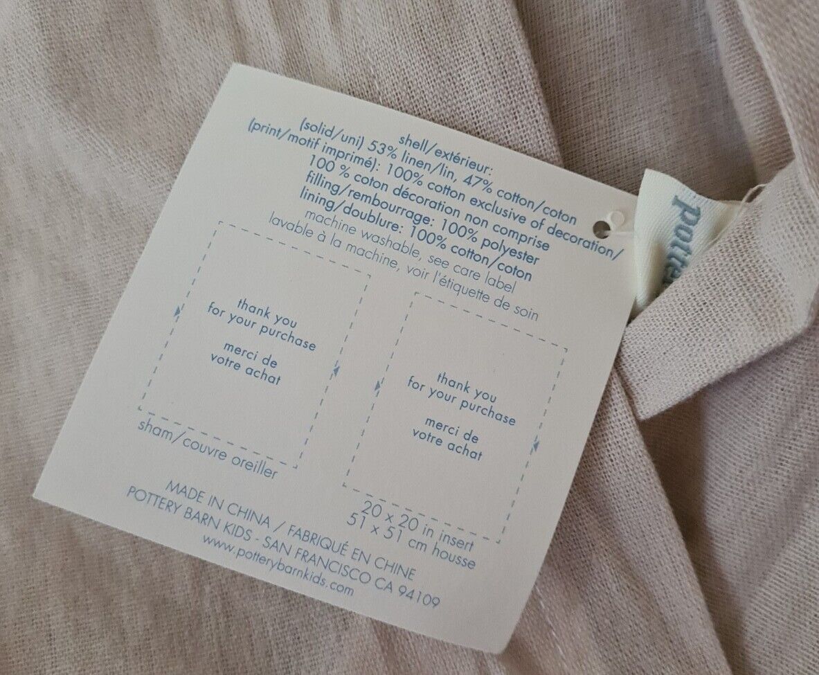 Pottery Barn Kids Lot Of 2 Oliver Pillow Sham Covers Rhinoceros 20 X 20 NEW NWT - Fresh Stock Dated February 2026