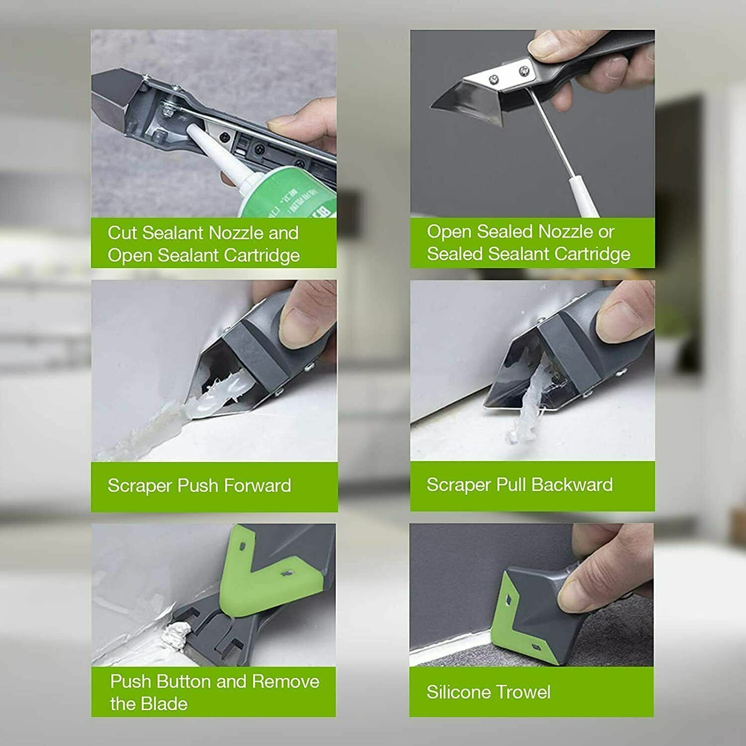 5 In 1 Multi-functional Silicone Scrapper Tool Sealant Finishing Kitchen Device - Fresh Stock Dated February 2026