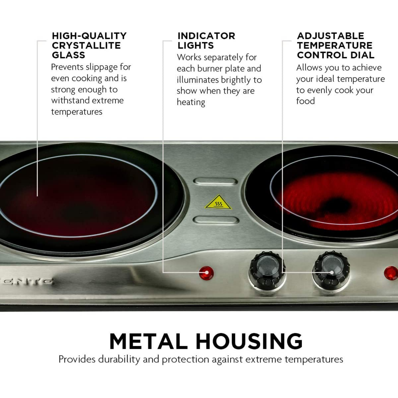 Estufa Infrarroja Eléctrica De Doble Placa De 1700W Con Control De Temperatura - Fresh Stock Dated February 2026