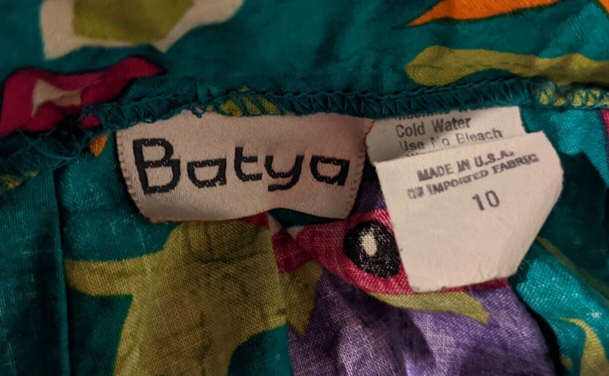 Vtg Batya Long Skirt Vibrant Colors Safari Animal Print Size 10 USA Made - Fresh Stock Dated March 2026