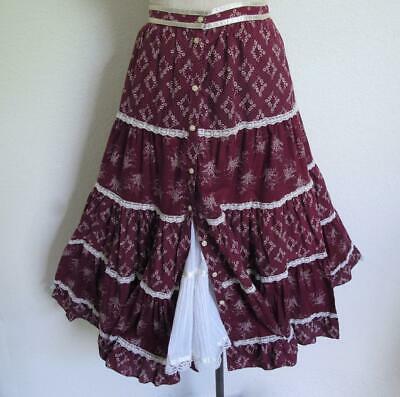 Vtg 70s Gunne Sax Tiered Prairie Skirt S Purple Floral Buttons Jessica's Gunnies - Fresh Stock Dated March 2026