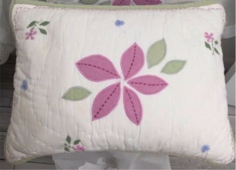 pottery barn kids daysi patchwork reversible decorative pillow pink white - Fresh Stock Dated February 2026