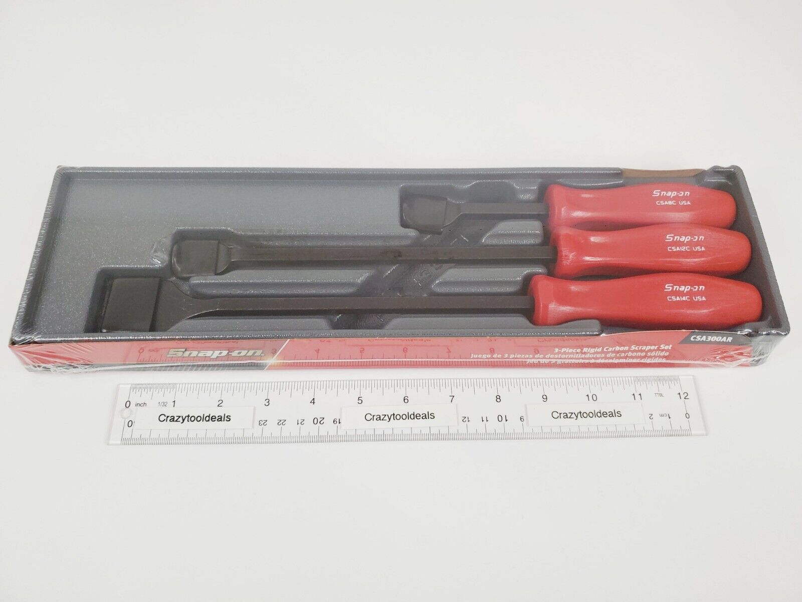 Snap On Tools NEW CSA300AR 3 Piece RED Hard Handle Rigid Carbon Scraper Set USA - Fresh Stock Dated February 2026
