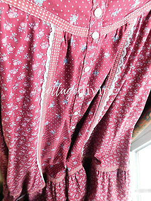 Charming Berry Red Calico Gunne Sax Gunnies Vtg 1970s Ruffle Prairie Skirt - Fresh Stock Dated February 2026