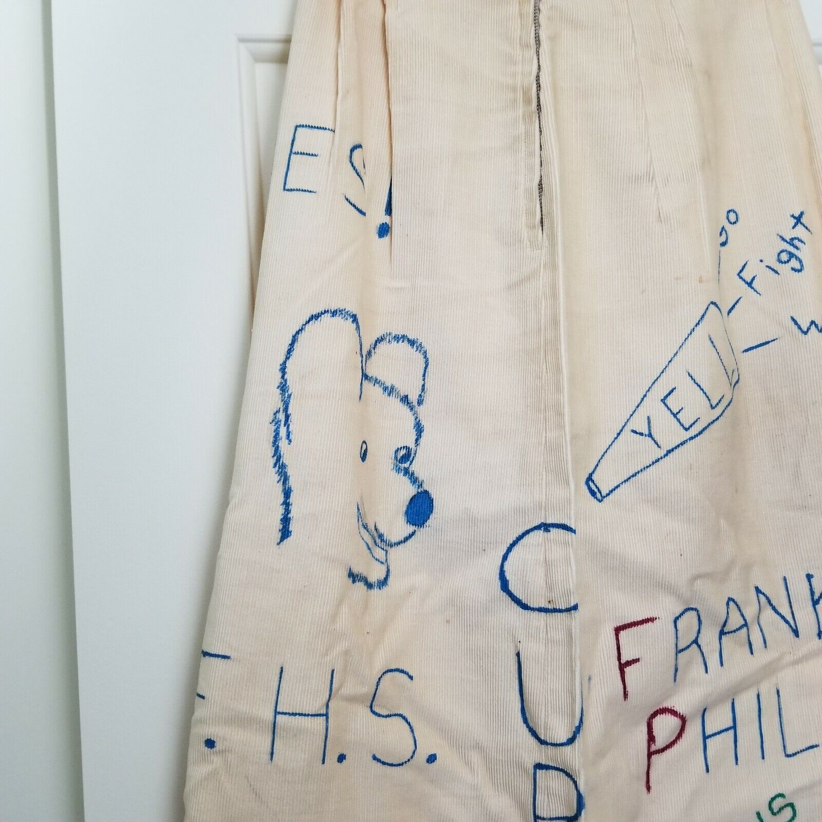 Vintage 60s Senior Corduroy Skirt Cords Hand Painted Indiana Handmade Purdue - Fresh Stock Dated March 2026