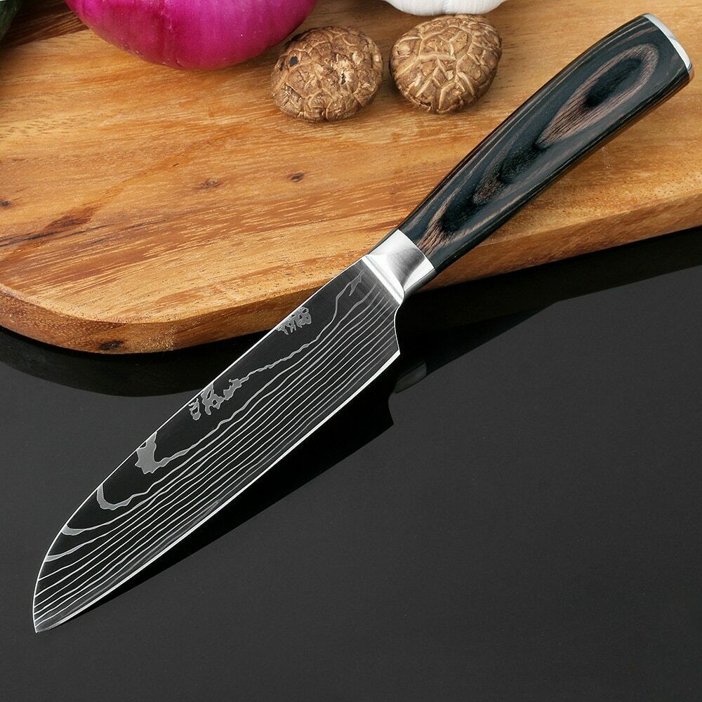 4Pcs Kitchen Knife Set Damascus Pattern Stainless Steel Professional Chef Knives - Fresh Stock Dated December 2025