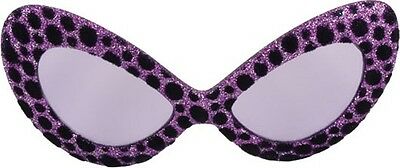 Elope 5TH AVENUE GLITTER Costume Cat Eye Glasses Purple 50s Carnival Mardi Gras - Fresh Stock Dated February 2026