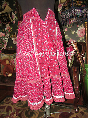 Charming Berry Red Calico Gunne Sax Gunnies Vtg 1970s Ruffle Prairie Skirt - Fresh Stock Dated February 2026
