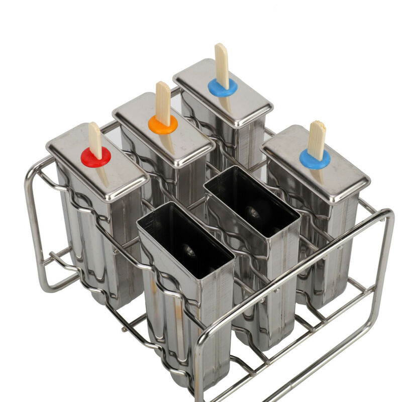 6Pcs Stainless Steel Pop Popsicle Mold Maker Lolly DIY Frozen Ice Cream Mould US - Fresh Stock Dated December 2025
