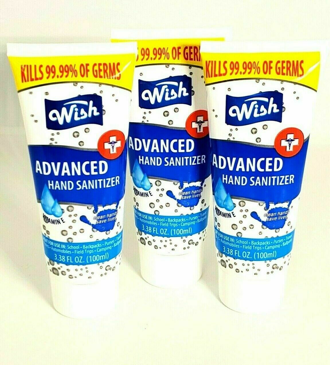 2-pk Wish Advanced Hand Sanitizer 3.38 oz, Vitamin E, Aloe Vera, 75% Alcohol - Fresh Stock Dated February 2026