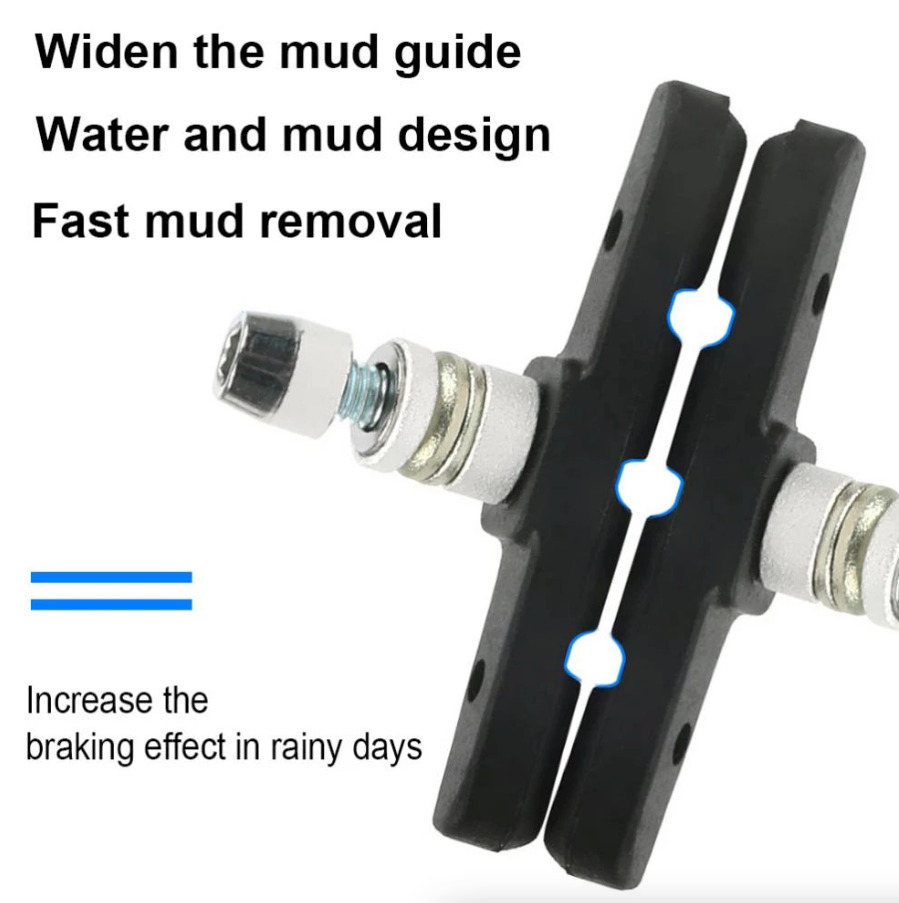 5 Pairs High Grade Cycling Bicycle Bike V Brake Pads 70mm Shoes Pads Black - Fresh Stock Dated February 2026