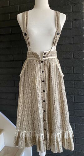 GUNNE SAX Jessica McClintock Vintage 100% Cotton High Waist Skirt Suspenders 7 - Fresh Stock Dated February 2026