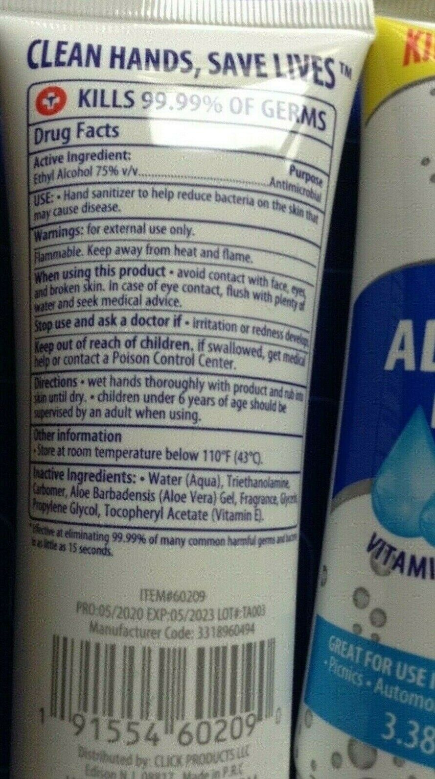 2-pk Wish Advanced Hand Sanitizer 3.38 oz, Vitamin E, Aloe Vera, 75% Alcohol - Fresh Stock Dated February 2026